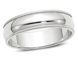 Men's 14K White Gold 6mm Milgrain Wedding Band Ring